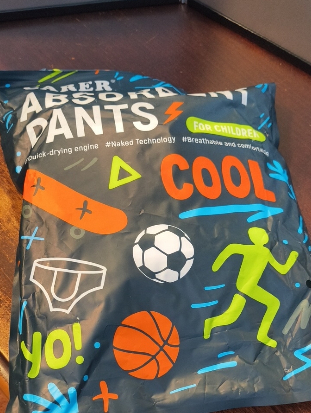 Kids Casual Bottoms in Navy Blue with Bright Sports Graphics